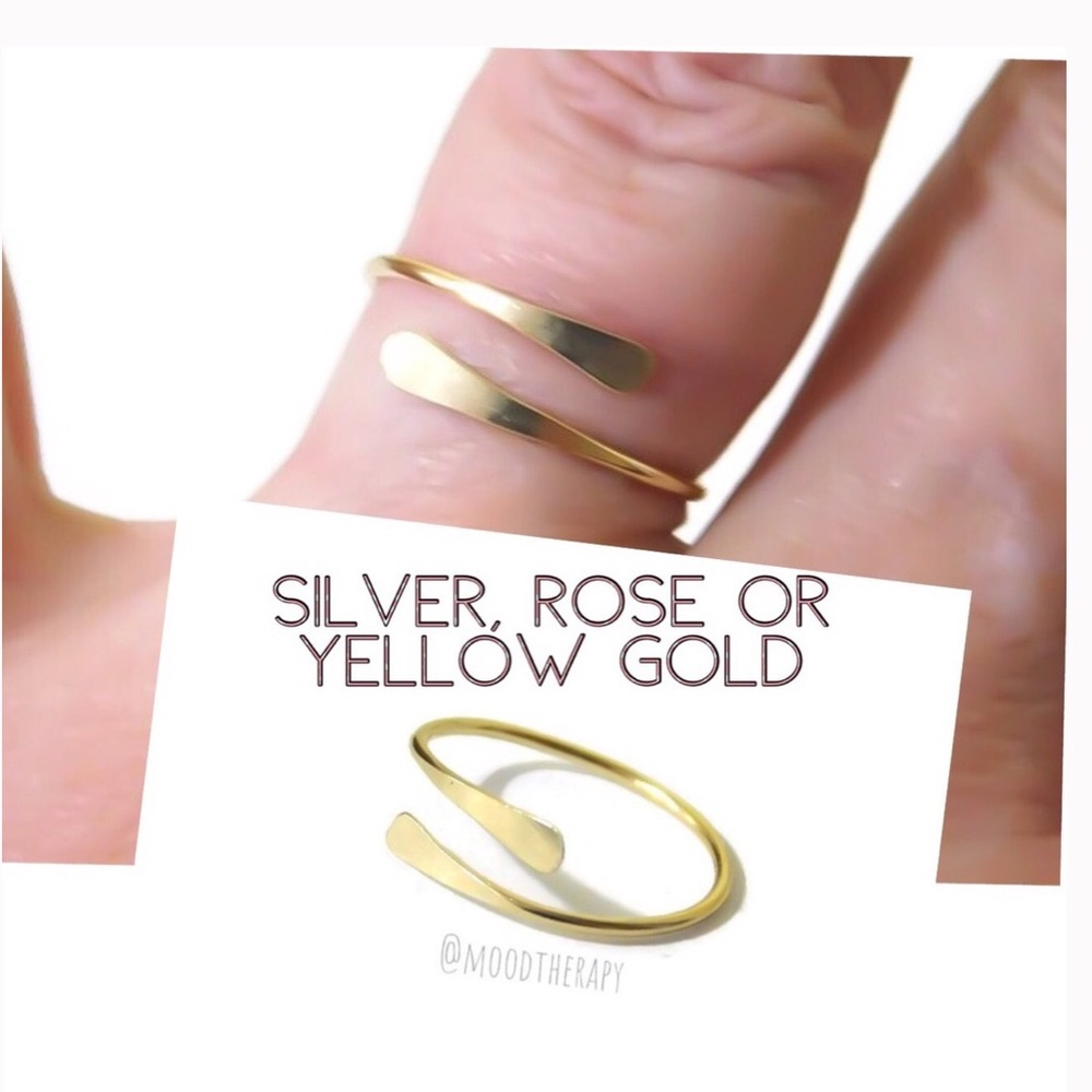 3 x hammered wrap rings